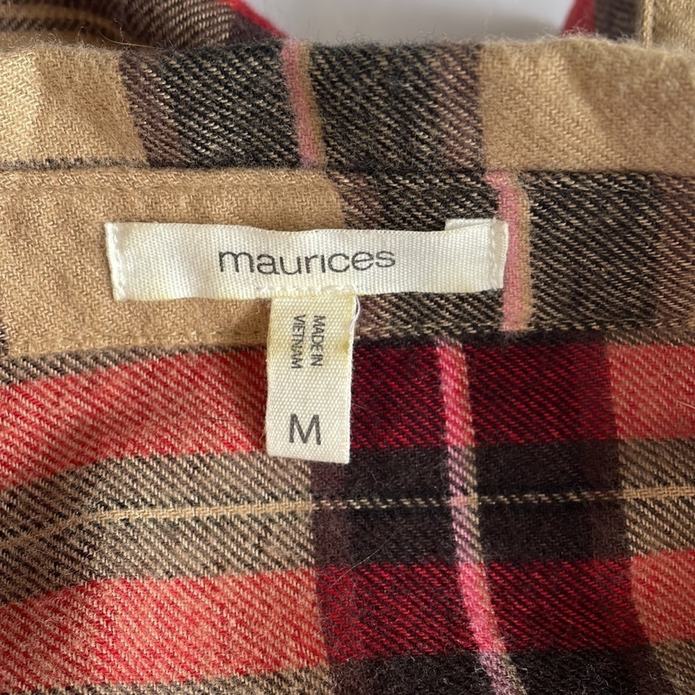 Maurices Khaki Plaid Super Soft Button Down Shirt - Picture 5 of 6
